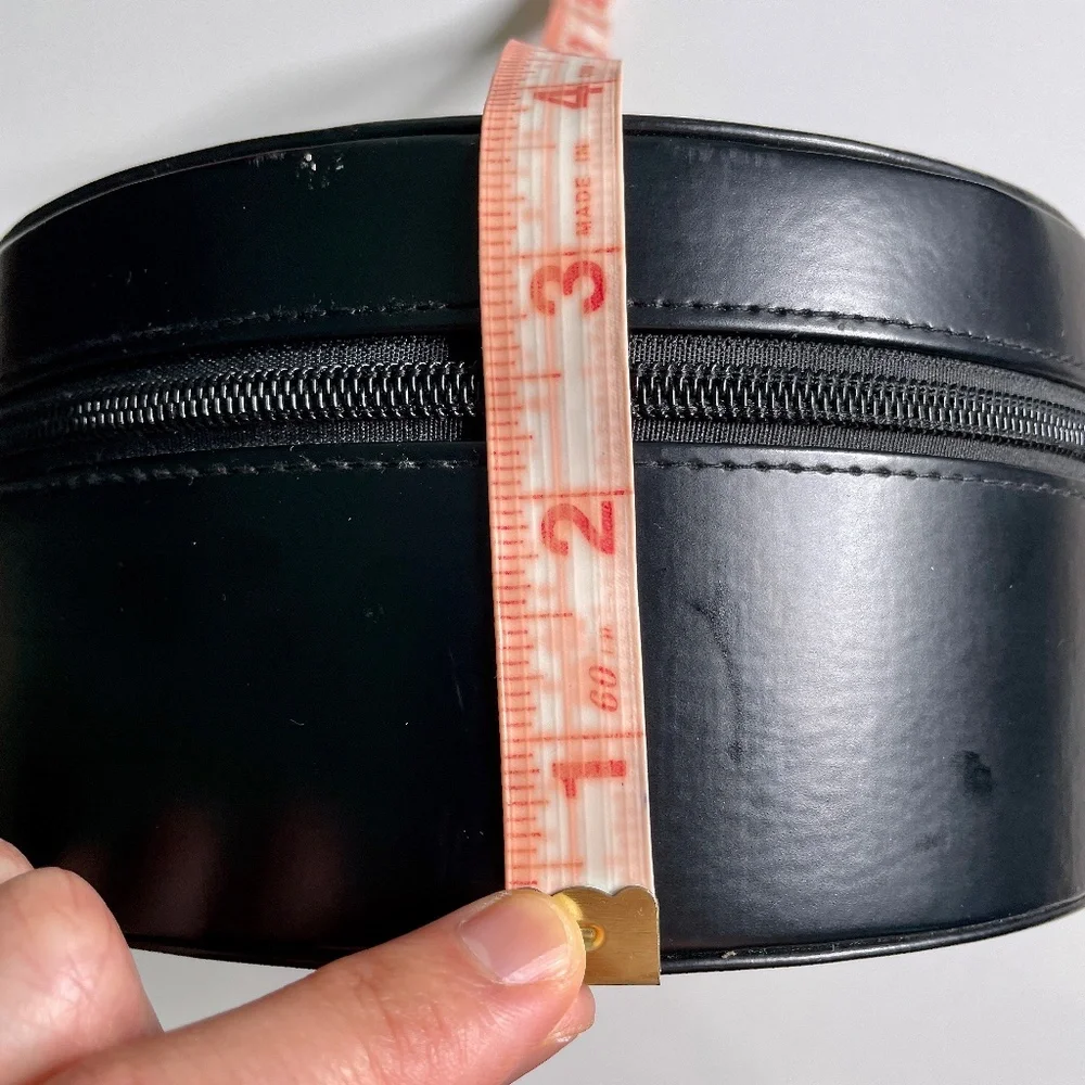 Lanvin Paris Black Faux Leather Round Circular Empty Storage Gift Box